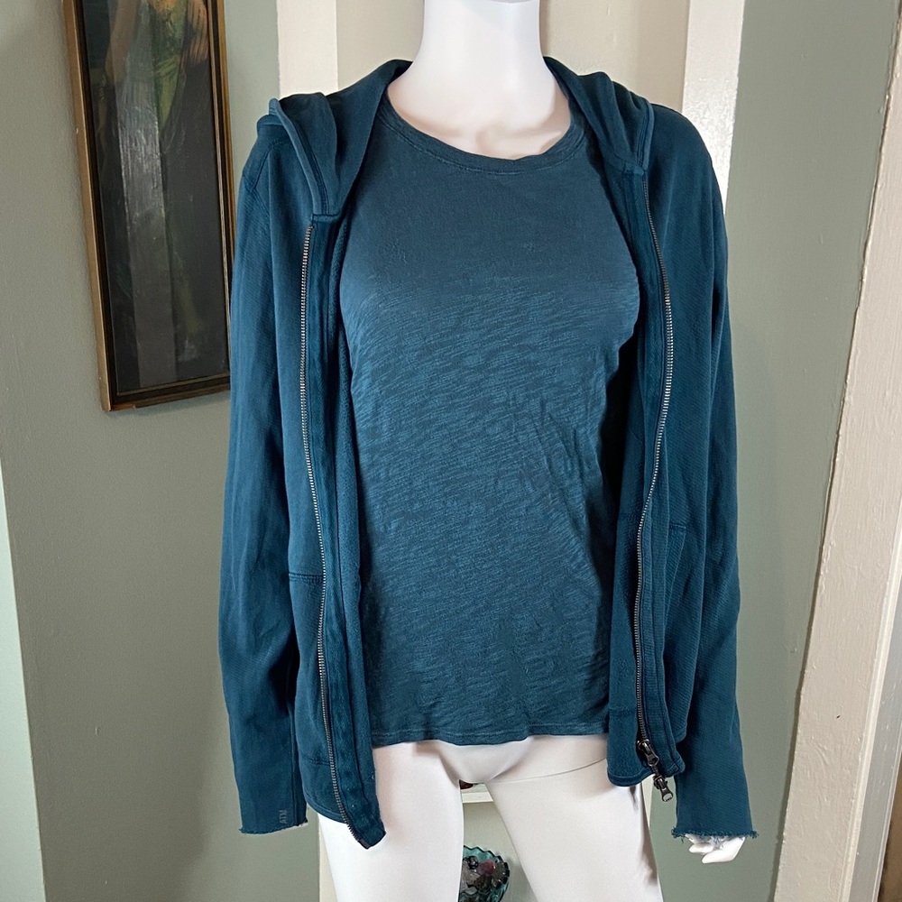 ATM Anthony Thomas Melillo Teal Hoodie zip sweatshirt & T-Shirt Tee Set Large